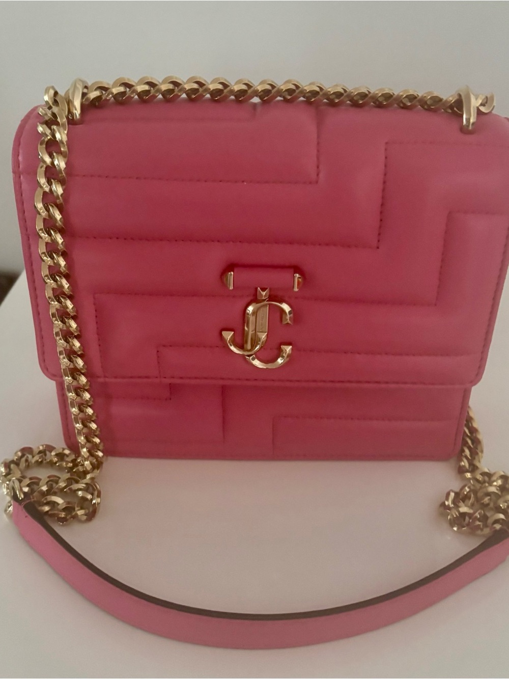 Jimmy Choo Candy pink nappa leather crossbody bag purse like new!